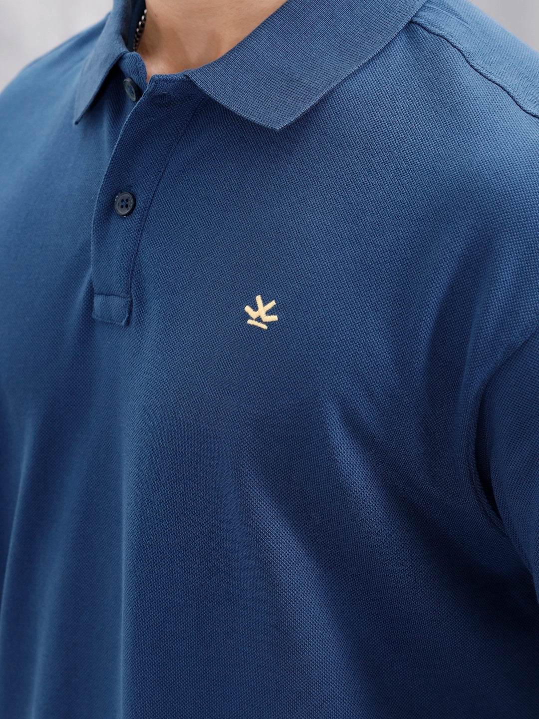 Oversized Polo T-Shirt With Contrast Trim Details | Dark Blue