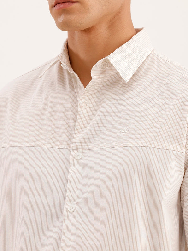 Comfort Fit Cut & Sew Checkered Shirt | Off White