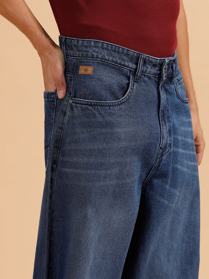 Heavy Fade Baggy Fit Jeans | Dark Blue