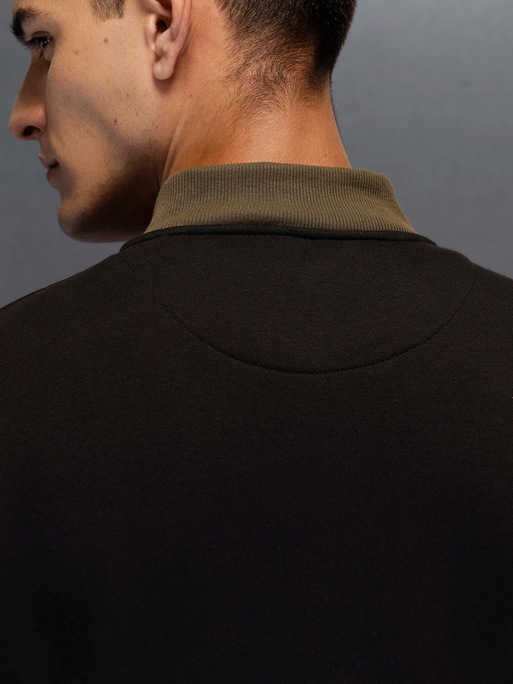 Men's casual comfort fit Black jacket with constrast details | Black