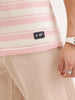 Slim Fit Popcorn Textured Striped T-Shirt | Pink