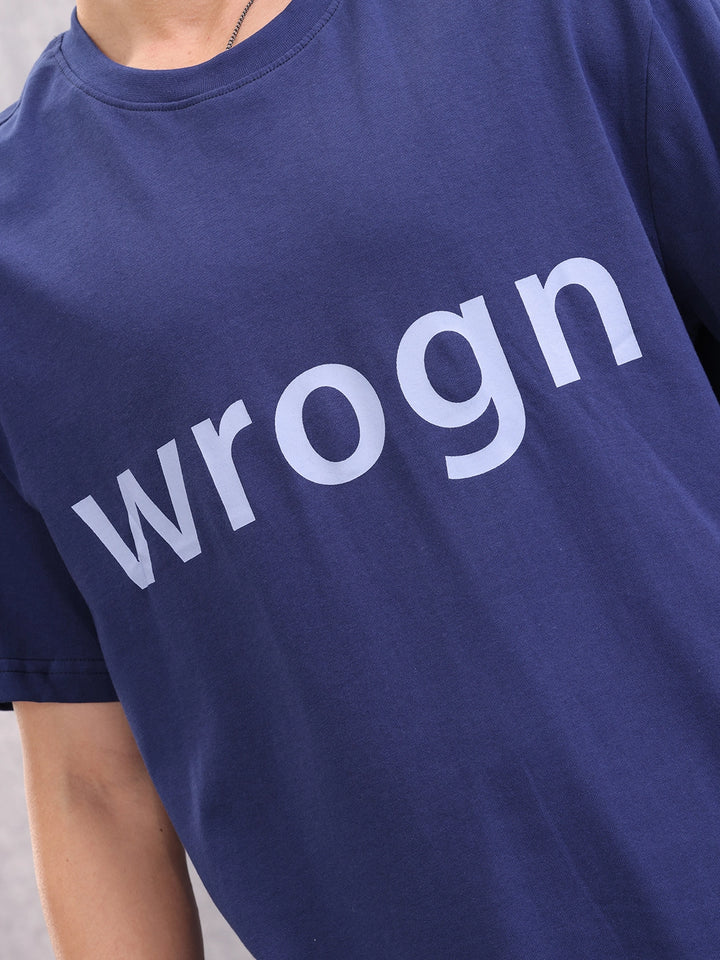 Wrogn Typo Printed Oversized Fit T-shirt | Blue