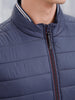 Men's Solid Casual Puffer Jacket  | Navy Blue