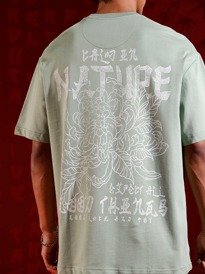 Minimal graphic print oversized tshirt | Green