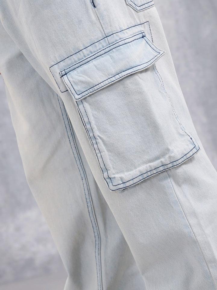 Superstone Wash Loose Cargo Fit Jeans | Super Stone