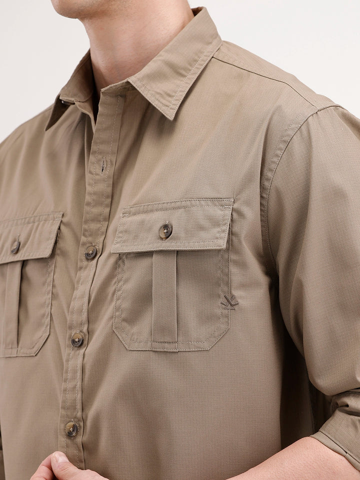 Comfort Fit Double Pocket Shirt | Khaki