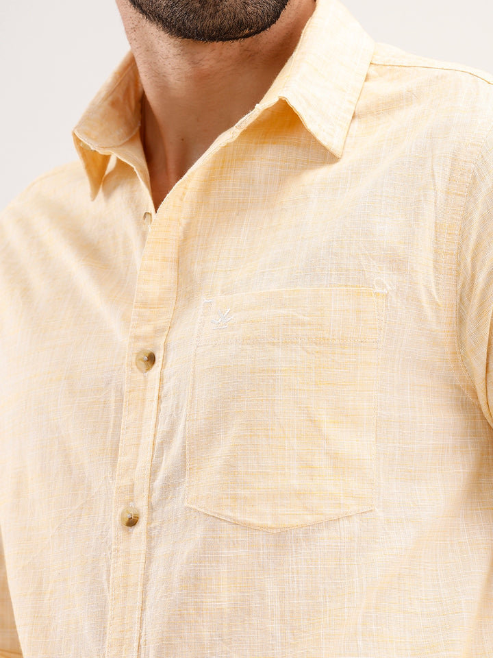 Solid Regular Fit Full Sleeves Shirt | Yellow