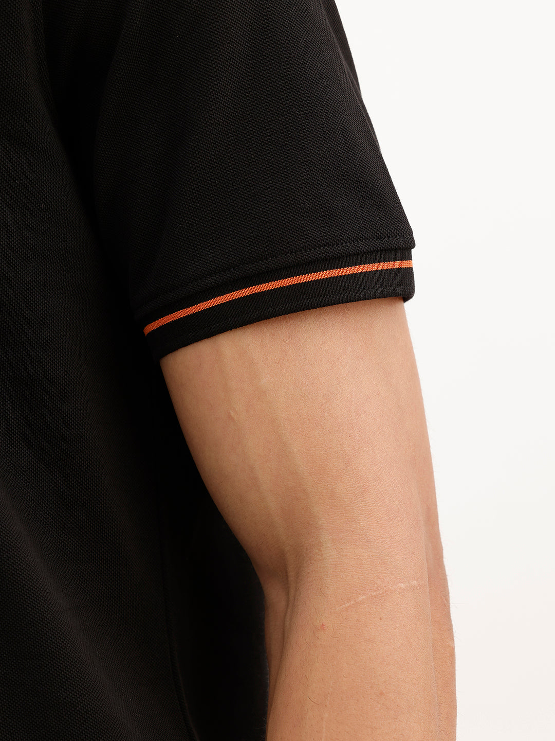 Solid Slim Fit Tipping Detail Polo T-Shirt | Black
