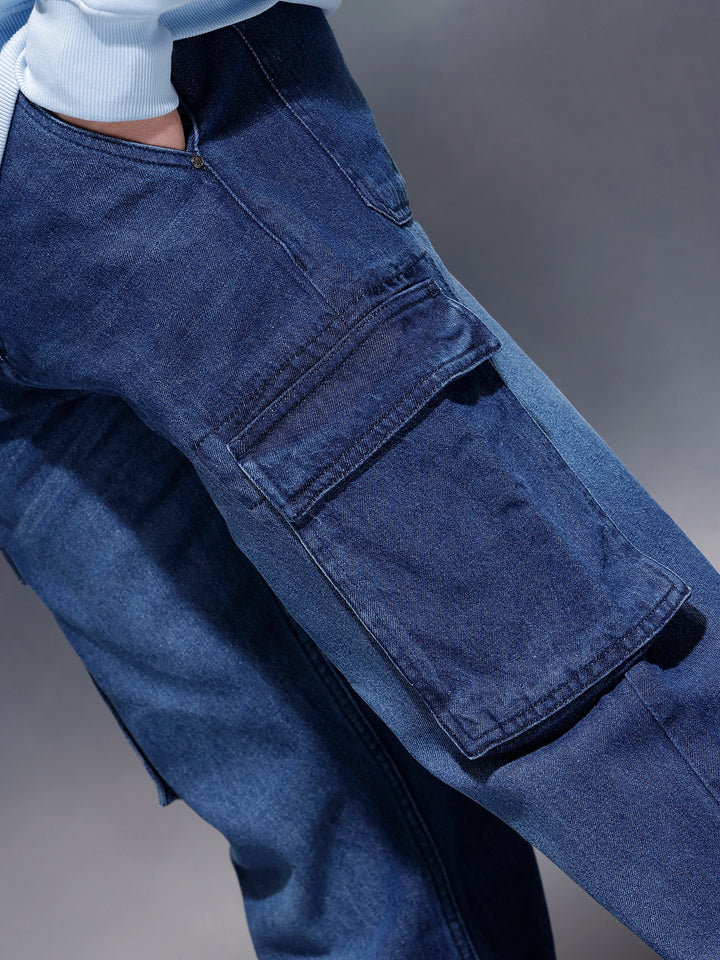 Casual Loose Cargo Fit Jeans  | Blue