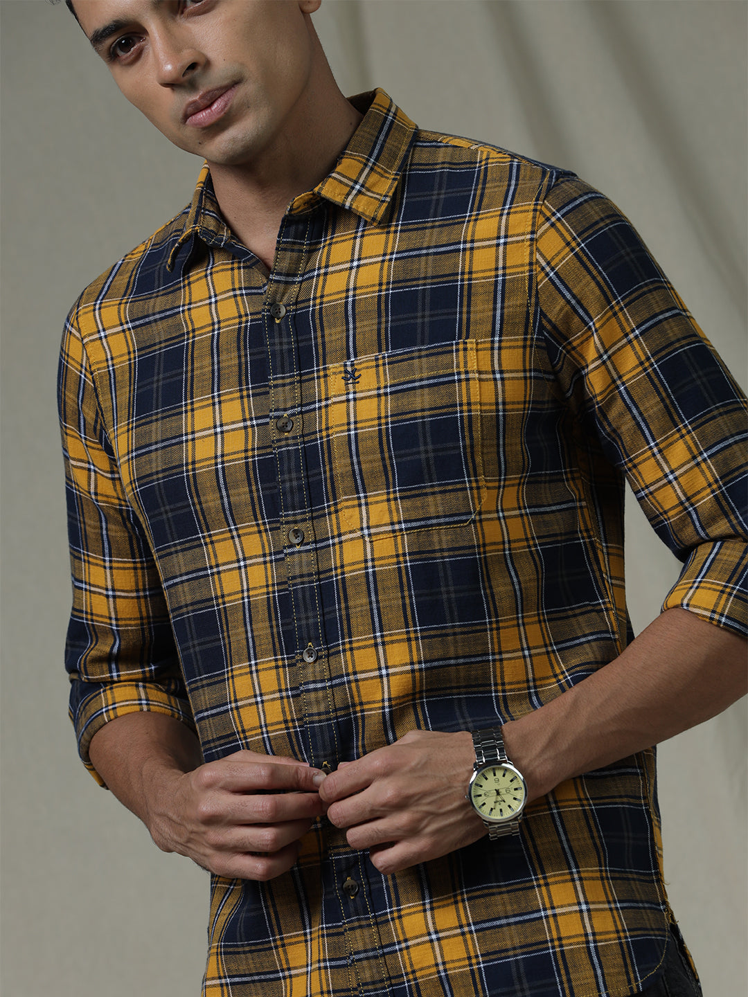 Checked Grids Yellow Shirt