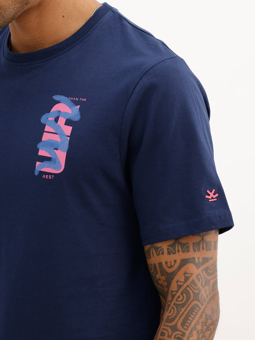 Comfort Fit Placement Printed T-Shirt | Blue
