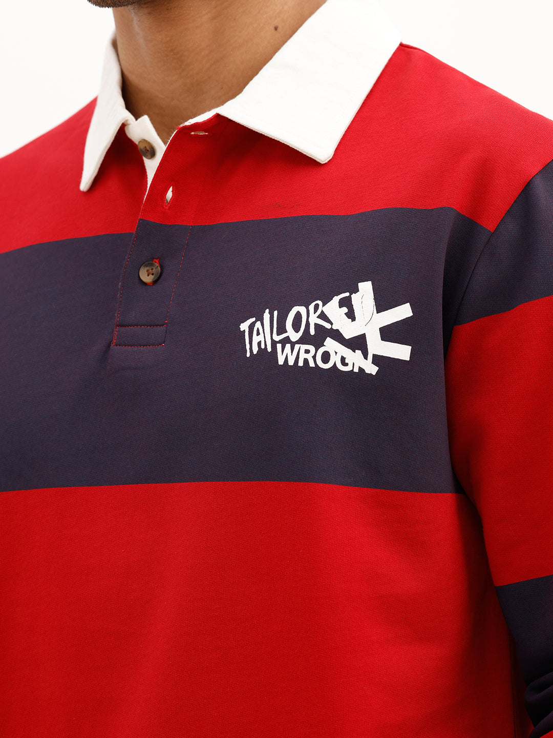 Comfort Fit Full Sleeve Striped Polo T-Shirt | Red