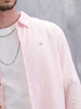Solid Linen Blend Slim Fit Shirt | Pink