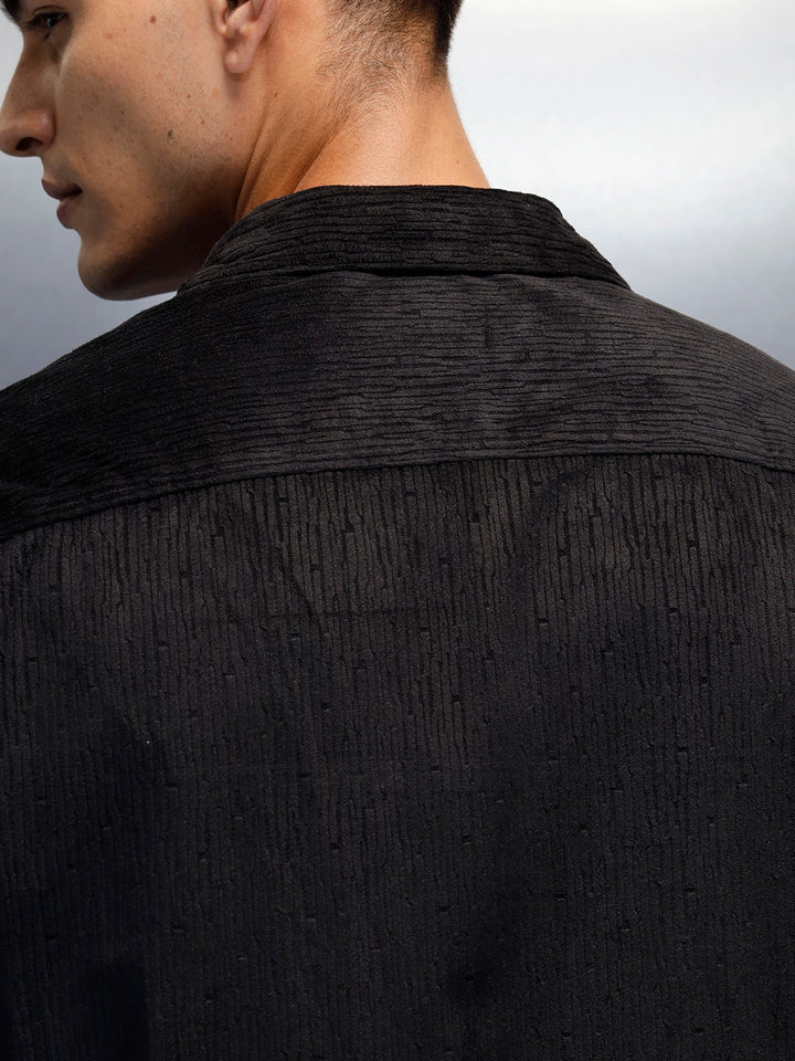 Textured Classic Men’s Comfort Fit Shirt | Black
