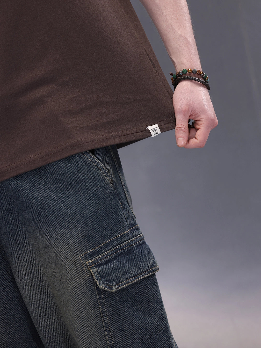 Placement Printed Oversized T-Shirt | Dark Brown