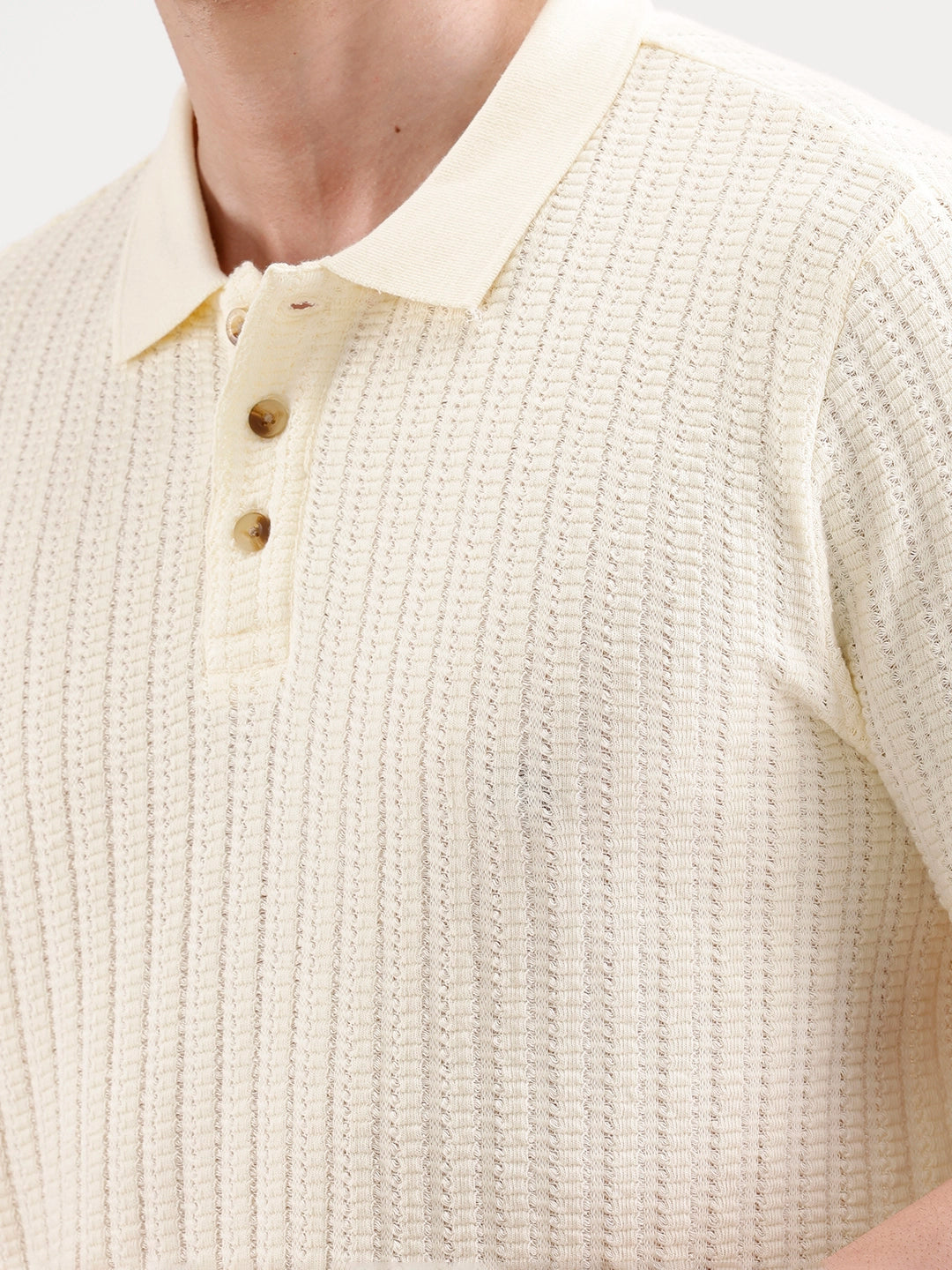 Textured Slim Fit Polo T-Shirt  | Yellow