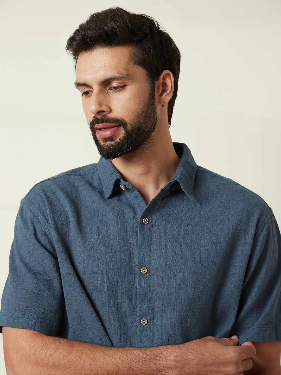 Solid Short Sleeve Shirt in Blue