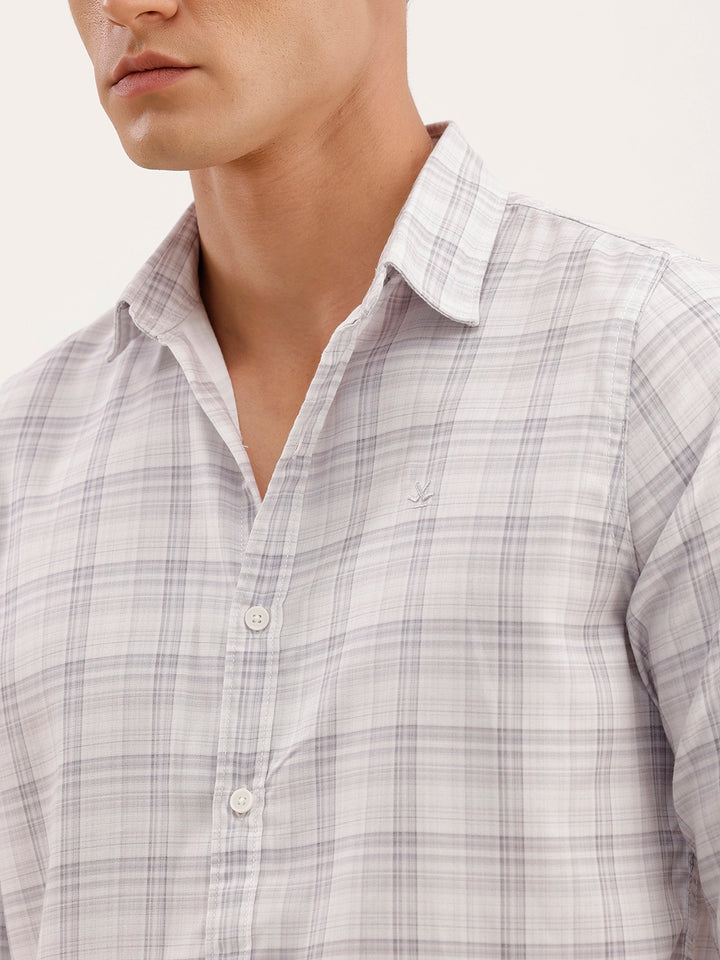 Regular Fit Checkered Shirt | Off White