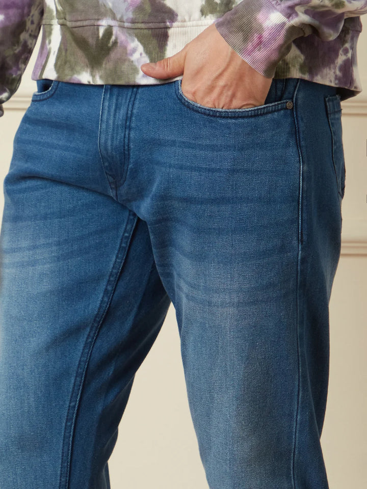Linen Blend Denim Jeans | Blue