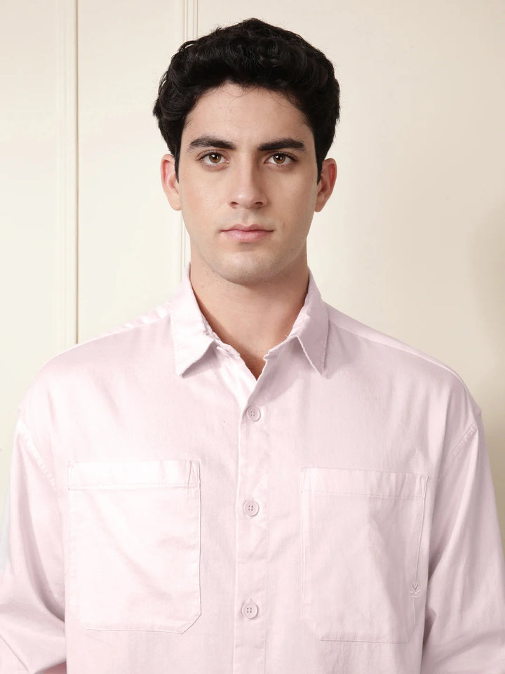 Pink Double Pocket Oversized Shirt