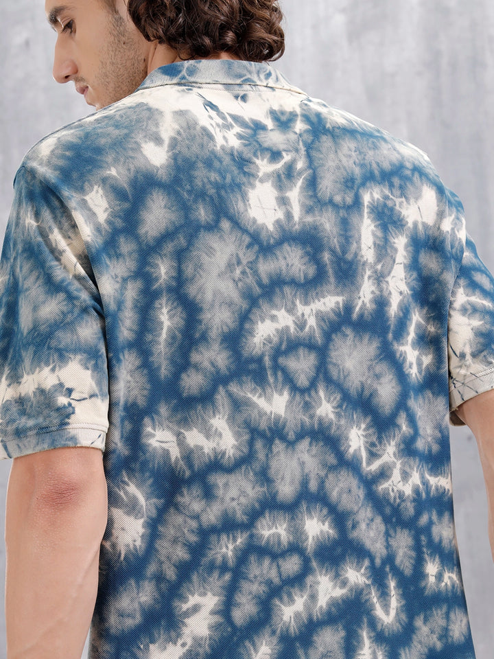 Marble Tie & Dye Comfort Fit T-Shirt  | Navy Blue