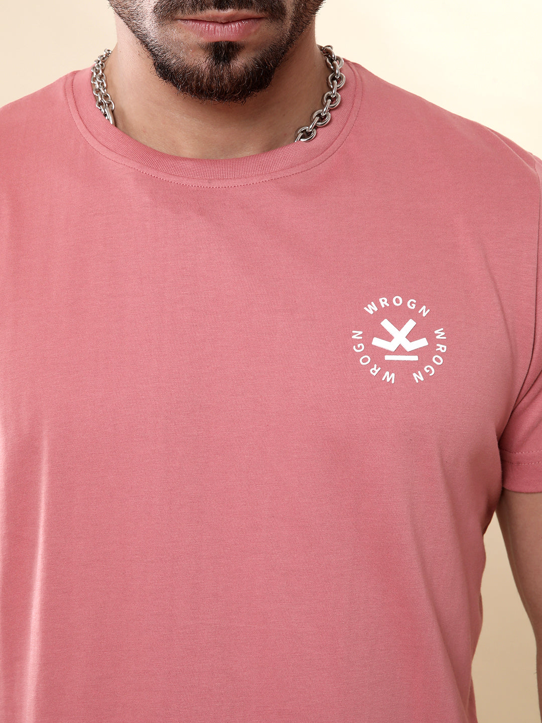 Pink Crew Neck Casual T-Shirt