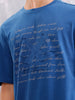 Graphic Printed Oversized Fit Brand Logo Embroidered T-shirt | Blue