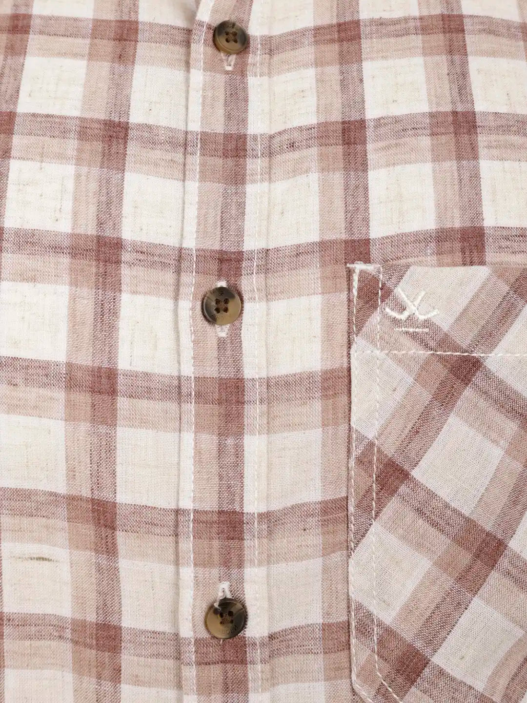 Classic Slim Fit Checkered Shirt | Brown