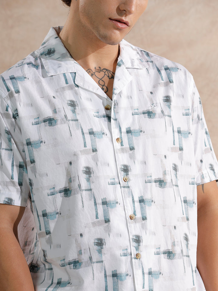 Abstract AOP Regular Fit Shirt | Off White