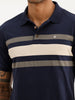 Slim Fit Placement Printed Polo T-Shirt | Navy Blue