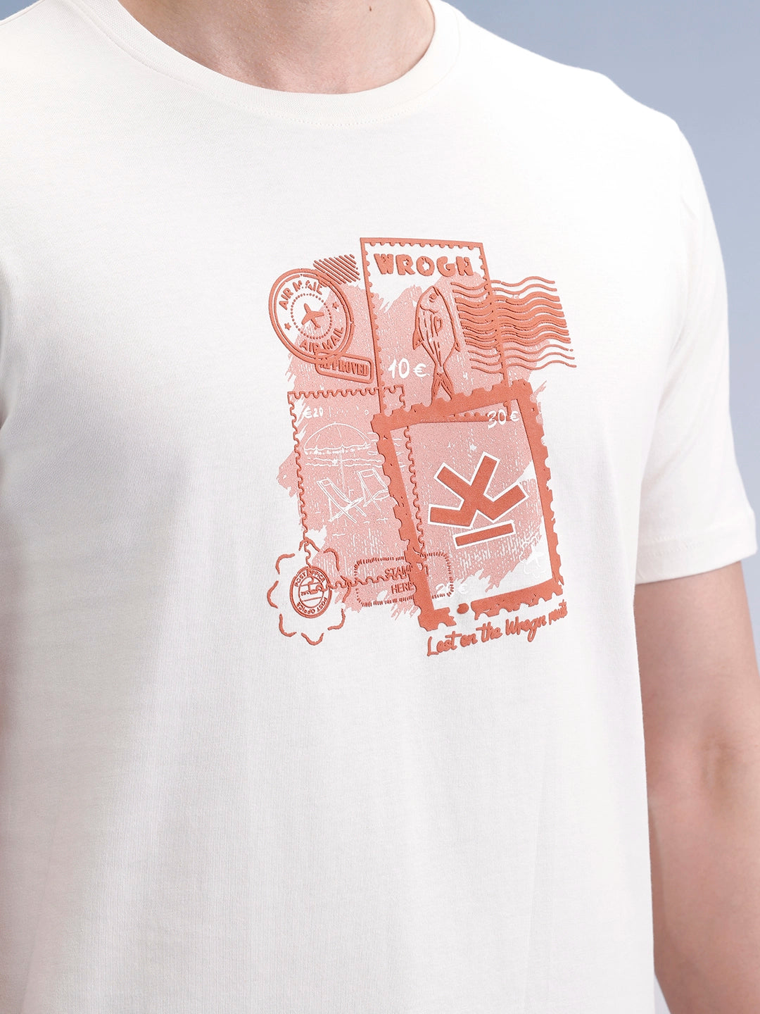 Slim Fit Classic Placement Printed T-Shirt  | Off White