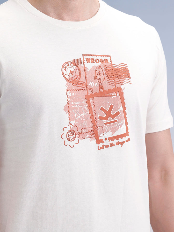 Slim Fit Classic Placement Printed T-Shirt  | Off White
