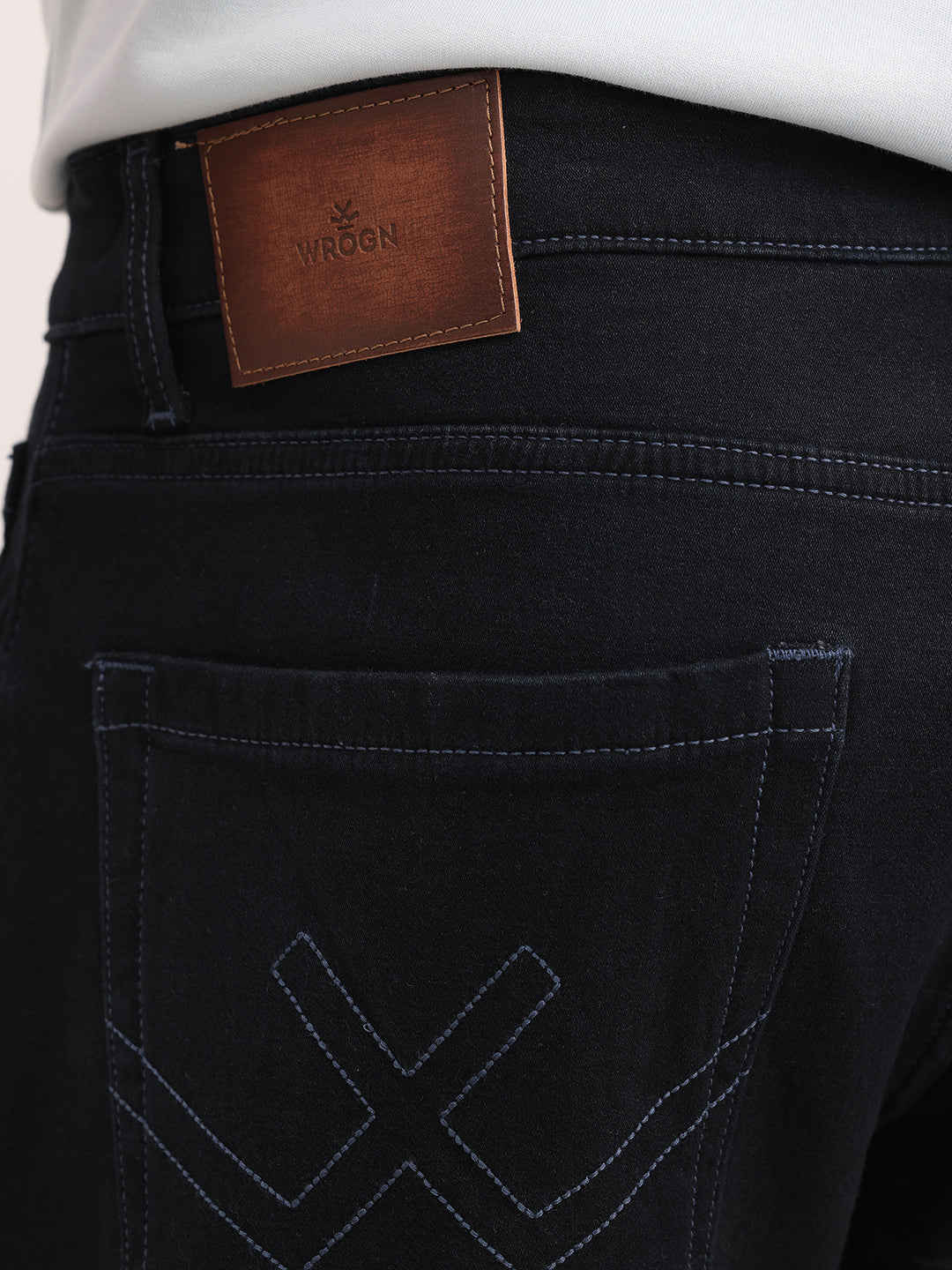 Anti Fit Contast Stitch Denim Jeans | Dark Blue