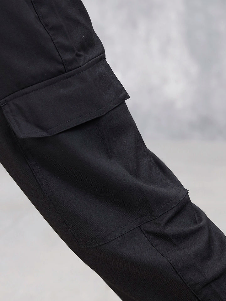 Men's Casual Loose Fit Cargo Trousers | Black