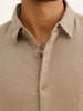 Solid Slim Fit 100% Cotton Shirt | Khaki