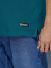 Men’s Retro Script print Zip Polo | Dark Teal