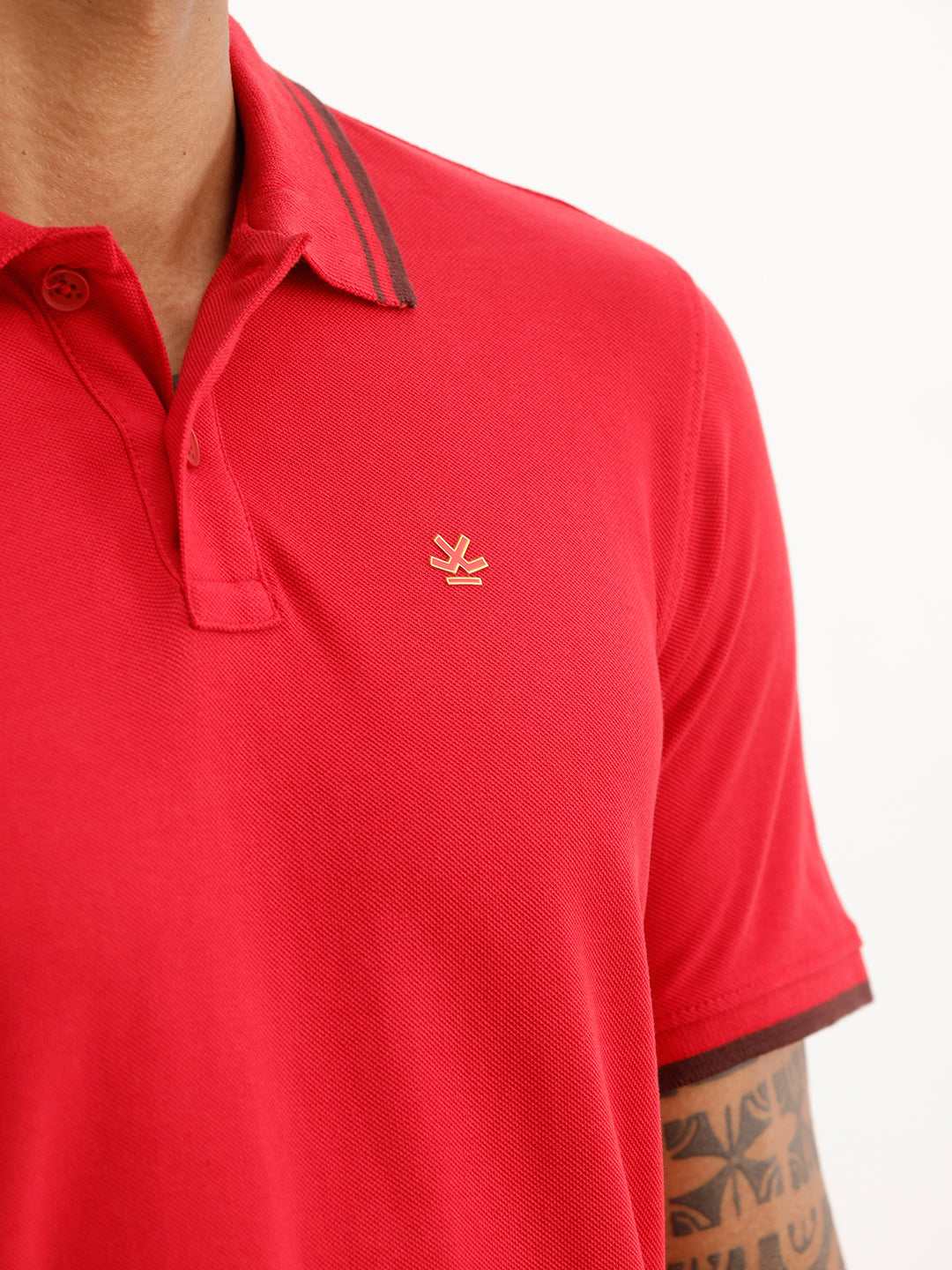 Slim Fit Tipping Collar Polo T-Shirt | Red