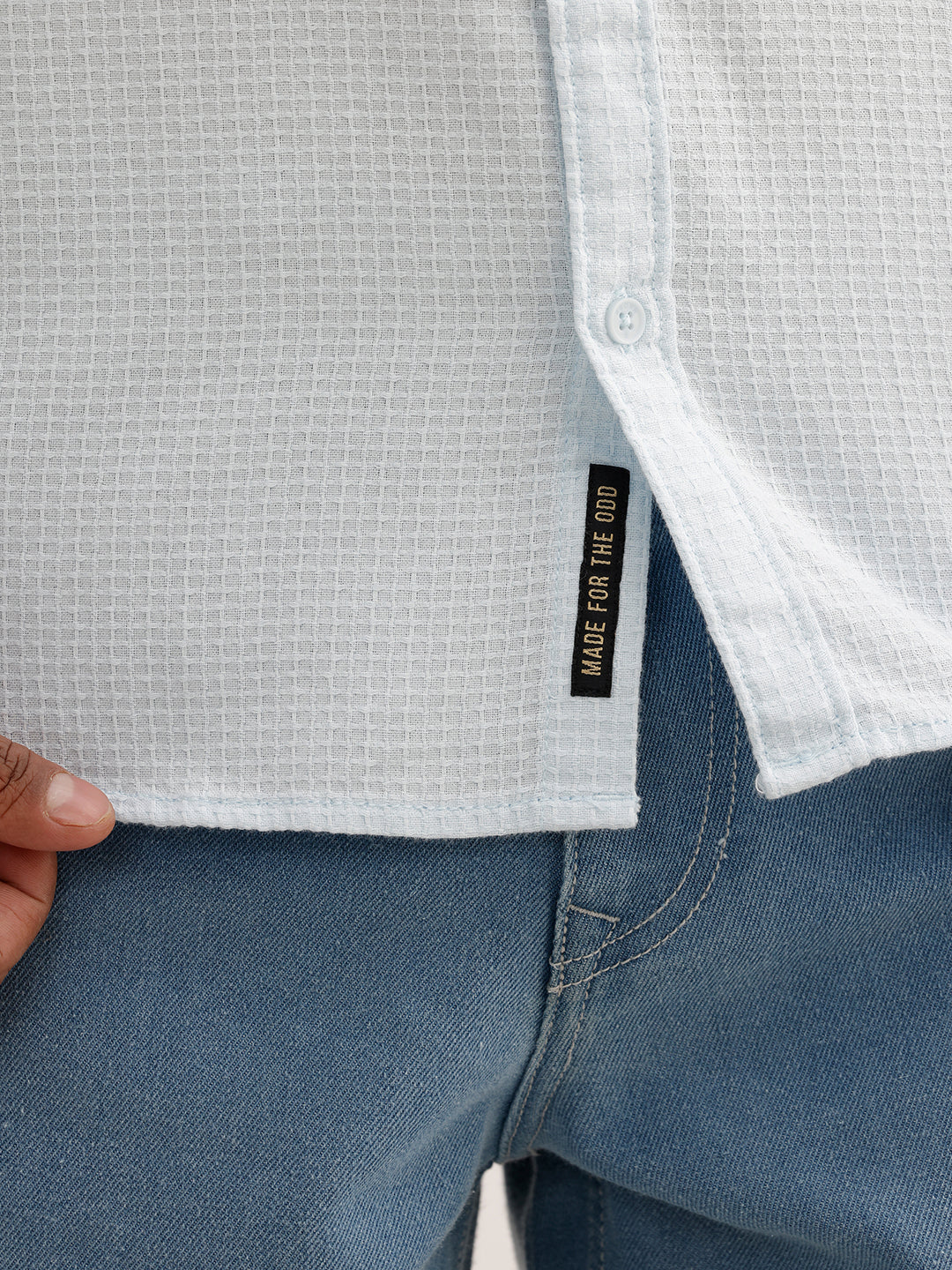 Textured Regular Fit Full Sleeve Shirt | Blue