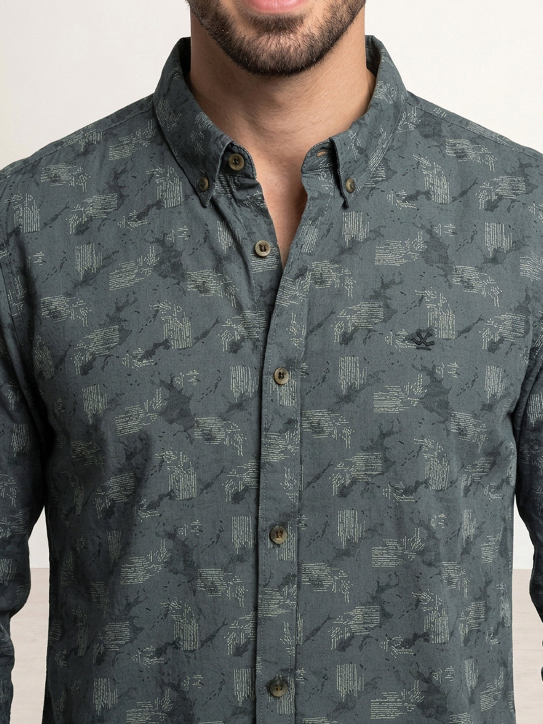 Slim Fit AOP Full Sleeve Shirt | Grey