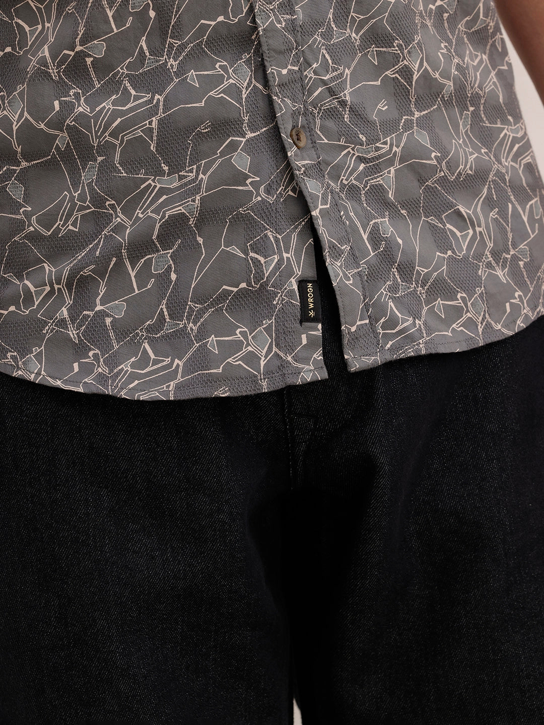 Textured Regular Fit AOP Shirt | Grey