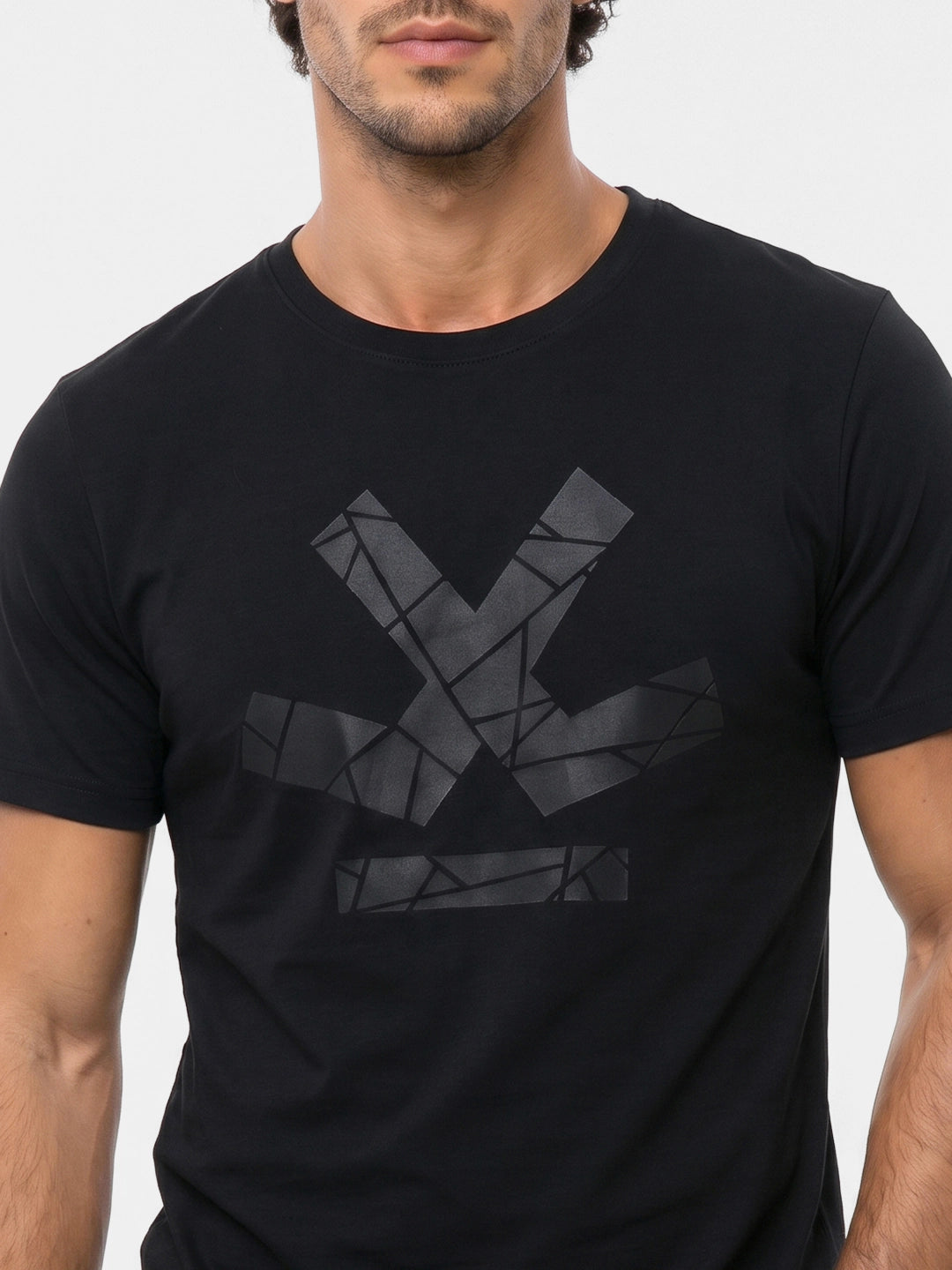 Slim Fit Placement Printed T-Shirt | Black