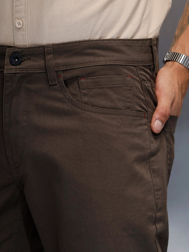 Men's casual straight fit trousers | Olive