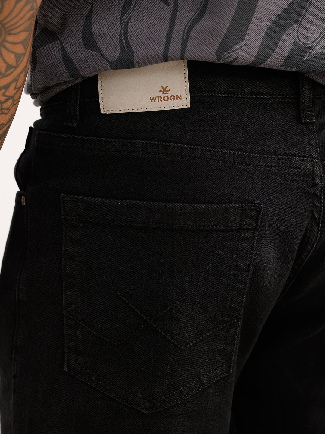 Solid Straight Fit Denim Jeans | Black