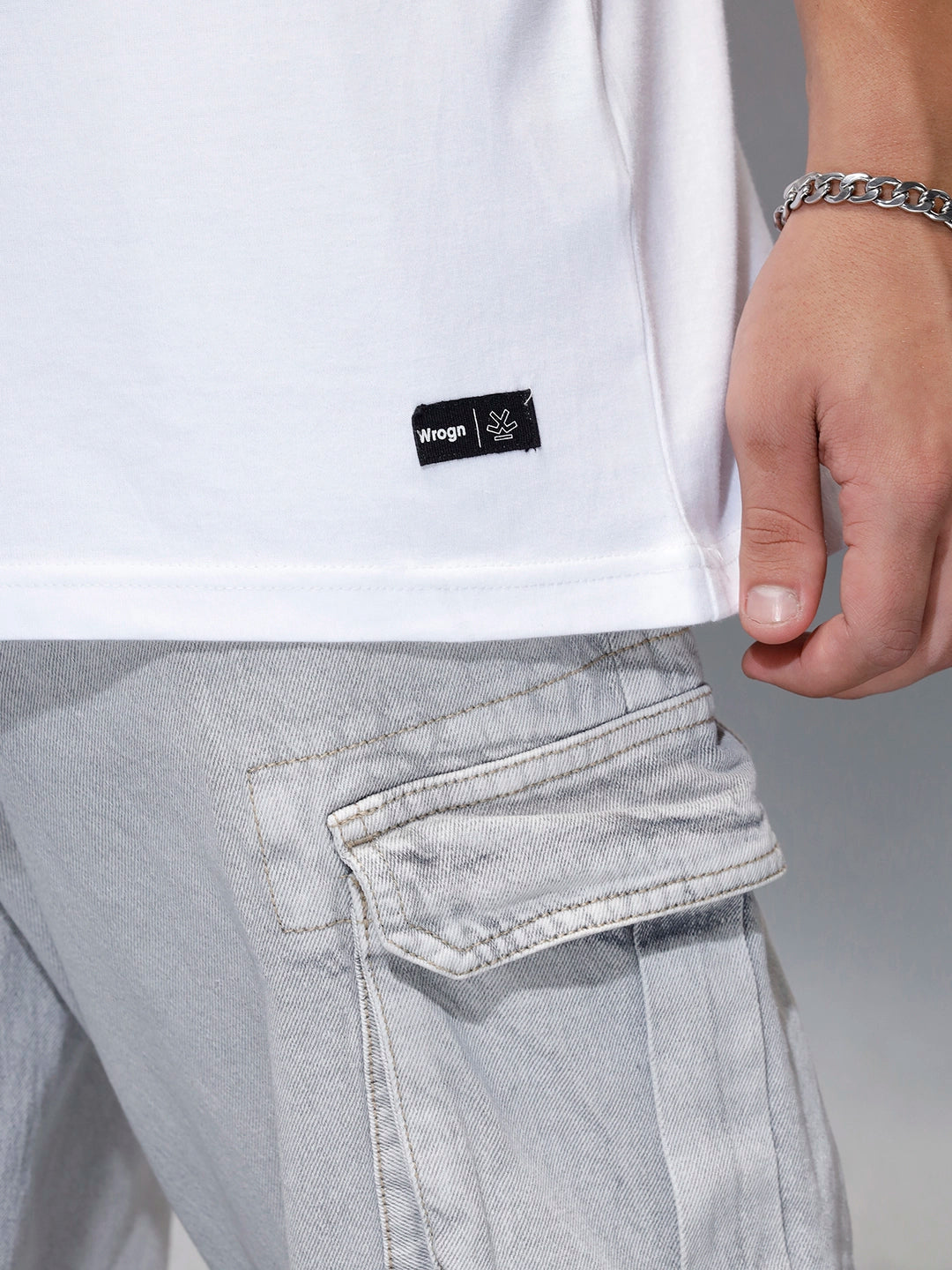 Men's casual graphic print oversize t-shirt  | White