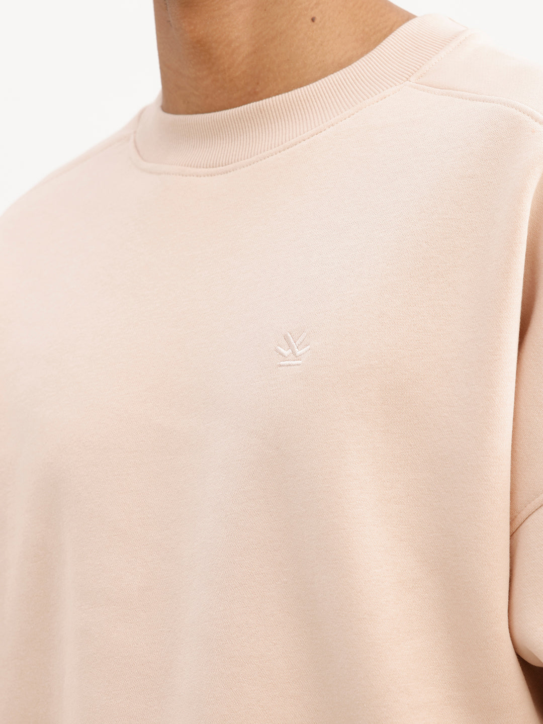 Solid Comfort Fit Sweatshirt | Beige