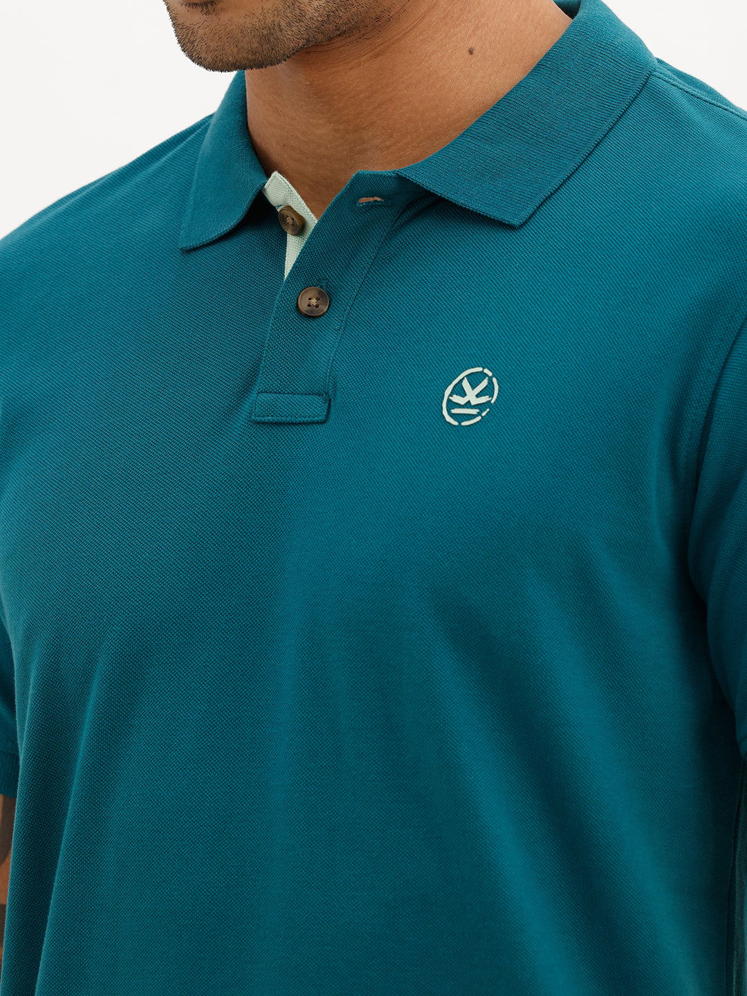Classic Placement Printed Polo T-Shirt | Teal | WWTS368F