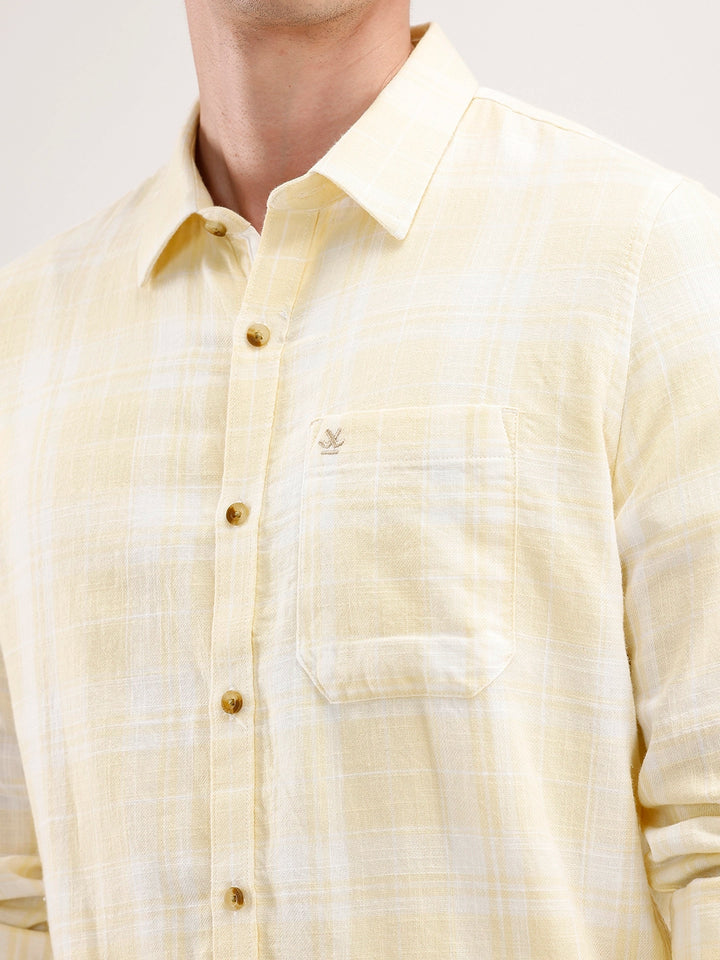 Slim Fit Checkered Shirt | Yellow