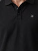 Solid Textured Slim Fit Polo T-Shirt | Black