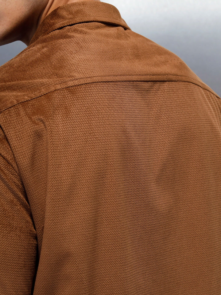 Textured Classic Men’s Oversized Fit Shirt | Khaki