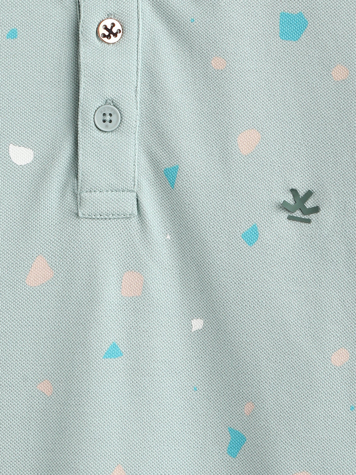 Printed Slim Fit Polo T-Shirt | Olive